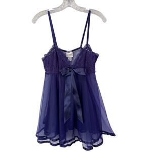 Ballerina Princess Girly Mesh and Lace Blue Babydoll Vintage Sz L Sexy Coquette